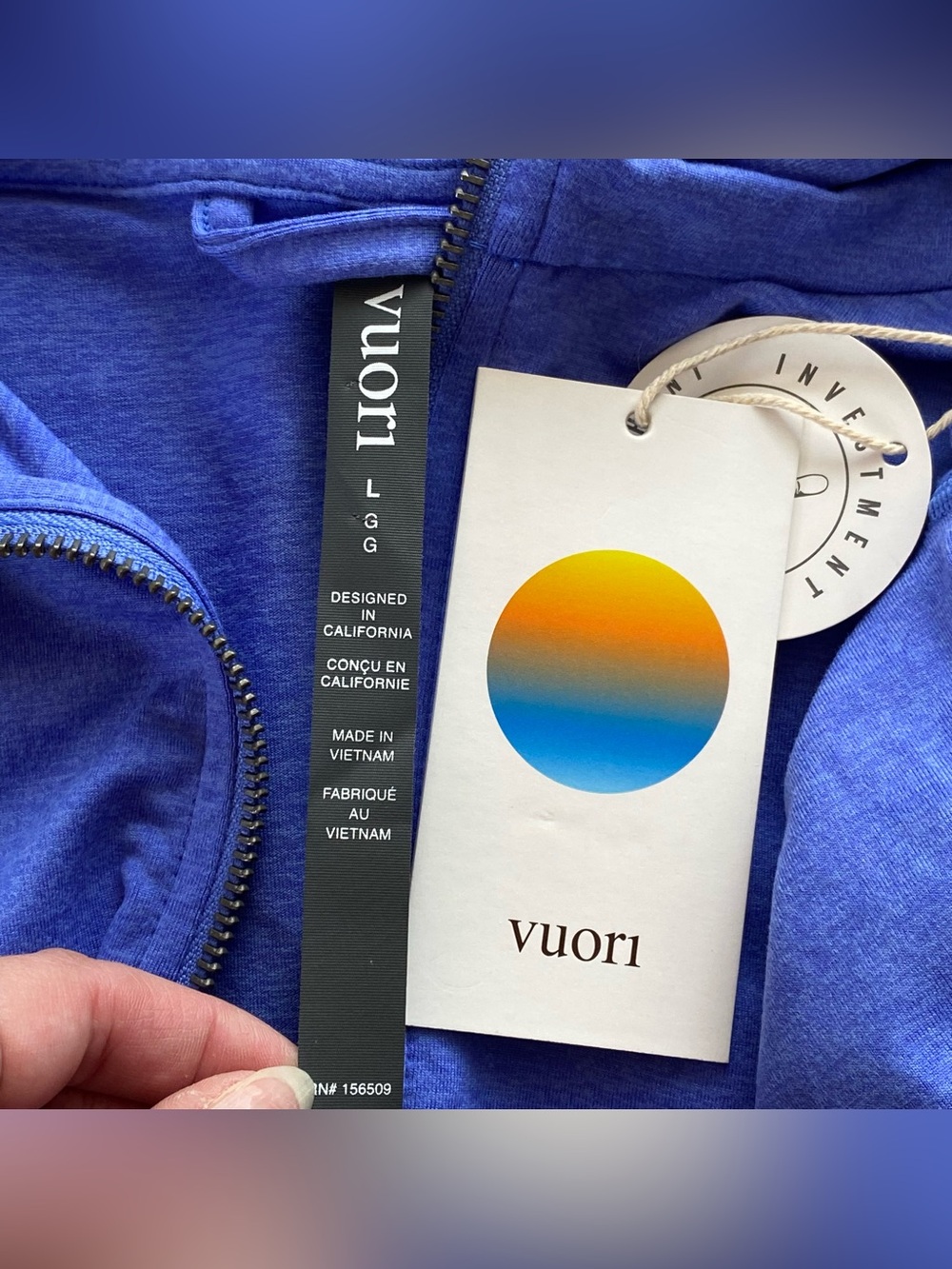 NWT Vuori Bright Iris Heather Halo Modern Full Zip Hoodie Large Top Rated - Picture 11 of 15